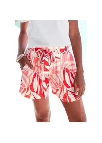 Strandshorts Lascana Gr. 38, N-Gr, rot (rot bedruckt) Damen Hosen aus Viskosejersey, kurze Hose mit Alloverprint