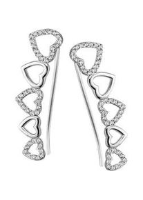 Paar Ohrhänger Firetti "Schmuck Geschenk Silber 925 Ohrschmuck Ohrhaken Ear Cuffs Herz" Ohrringe Gr. Silber 925 (Sterlingsilber), silberfarben (silberfarben, kristallweiß, kristallweiß) Damen mit Zirkonia (synth.)