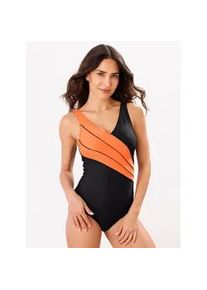 Badeanzug Gr. 50, Cup B, orange (schwarz, orange) Damen Badeanzüge