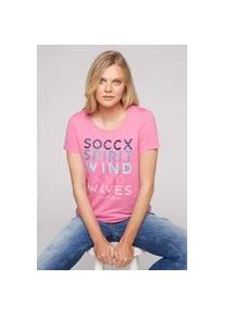 Rundhalsshirt SOCCX Gr. L, pink Damen Shirts mit elastischem Saum