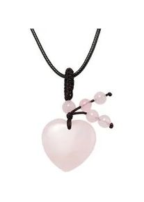 Kette mit Anhänger Firetti "Schmuck Geschenk Halsschmuck Halskette Herz" Halsketten Gr. Messing-Nylon, L: 51cm B: 4mm, rosa (silberfarben-braun-schwarz-rosa) Damen Made in Germany - mit Rosenquarz