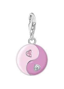 Charm-Einhänger Thomas Sabo "Yin & Yang Silber, 2000-041-7" Charms weiß (silberfarben-rosa-pink-weiß + weiß-pink) Damen mit Zirkonia (synth.)