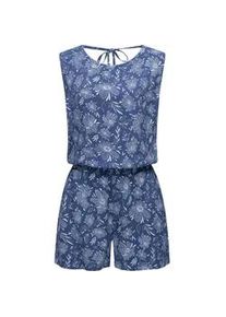 Jumpsuit Ragwear "Zella" Gr. XL (42), Normalgrößen, blau (indigo) Damen Overalls schicker, kurzer Overall mit floralem Print