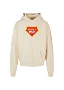 Kapuzensweatshirt Merchcode "Merchcode Herren Fathers Day - Super dad Ultra Heavy Hoody" Gr. S, beige (sand) Herren Sweatshirts