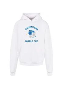 Kapuzensweatshirt Merchcode "Merchcode Herren Argentina World Cup Ultra Heavy Hoody" Gr. L, weiß Herren Sweatshirts