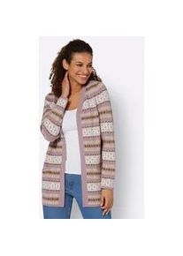 Cardigan Inspirationen Gr. 44, lila (mauve-ecru-gemustert) Damen Strickjacken