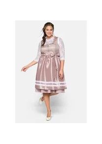 Dirndl sheego "Große Größen" Gr. 58, Normalgrößen, rosa (zartrosa) Damen Kleider mit Schürze und Spitzenbluse 3tlg.