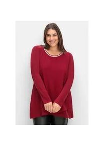 Longshirt sheego "Große Größen" Gr. 52/54, rot (dunkelrot) Damen Shirts mit doppellagigem Vorderteil