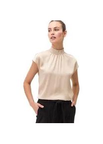 Satinbluse Zero "Zero mit Stehkragen" Gr. 42, beige (pastelcream) Damen Blusen