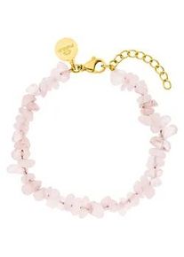 Armband PURELEI "Schmuck Geschenk Rose Quartz Armschmuck Armkette, 23381" Armbänder Gr. Edelstahl, rosa (gelbgoldfarben-rose + rose) Damen mit Rosenquarz