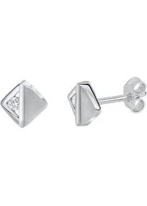 Paar Ohrstecker Firetti "Schmuck Geschenk Silber 925 Ohrschmuck Viereck Quadrat" Ohrringe Gr. Silber 925 (Sterlingsilber), silberfarben (silberfarben-kristallweiß + kristallweiß) Damen mit Zirkonia (synth.)