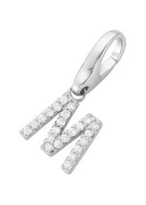 Charm Buchstabe Giorgio Martello MILANO "Buchstabe M, Zirkonia Steine, Silber 925" Charms weiß Damen