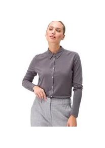 Kurzarmshirt Zero "Zero Langarmshirt mit Knopfleiste" Gr. 34, grau (forged iron) Damen Shirts Knopfleiste