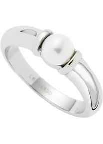 Fingerring Leonardo "Ring Almina, 023538, 023539, 023540" Fingerringe Gr. 19, Edelstahl-Perlen, 3mm, silberfarben (edelstahlfarben, weiß) Damen mit Perle (imitiert)