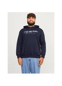 Jack & Jones PlusSize Kapuzensweatshirt JACK & JONES PLUSSIZE "JJALVIS SWEAT HOOD PLS" Gr. 5XL, blau (navy blazer) Herren Sweatshirts