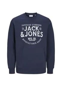 Sweatshirt JACK & JONES PLUSSIZE "JJJEANS SWEAT O-NECK PLS" Gr. 5XL, blau (navy blazer) Herren Sweatshirts