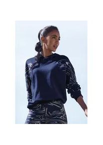 Hoodie Lascana ACTIVE, Damen, Gr. XS (32/34), blau (blau, silber), Sweatware, Obermaterial: 60% Baumwolle, 40% Polyester, gemustert, bedruckt, glänzend, sportlich, bequem hüftlang, Langarm Rippbündchen, Sweatshirts