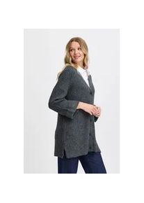 Strickjacke Fransa "Fransa FRBEVERLY CAR 3" Gr. XL, schwarz (charcoal melange) Damen Strickjacken