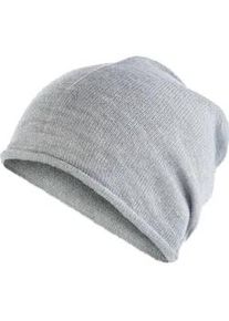 Beanie Laura Scott grau (hellgrau melange) Damen Mützen aus weichem Feinstrick, mit modischem Rollrand - NEW