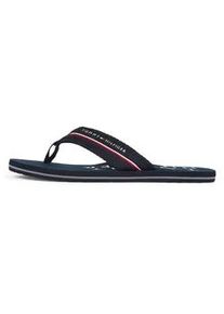 Zehentrenner Tommy Hilfiger "TOMMY WEB BEACH SANDAL" Gr. 48, blau (dunkelblau) Herren Schuhe Dianette, Sommerschuh, Badeschuh mit Logoschriftzug