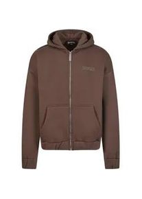 Sweatjacke DROPSIZE "Dropsize Herren Heavy Oversize HD Print Zip Hoodie" Gr. M, braun (chocolatebraun) Herren Sweatjacken