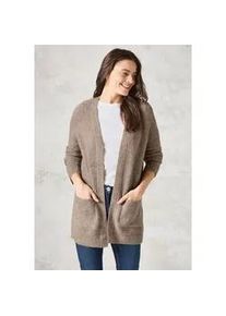 Cardigan Cecil Gr. XXL (46), beige (milky caramel melange) Damen Strickjacken aus softem Materialmix