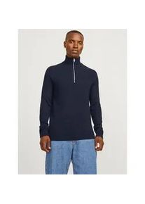 Jack & Jones Troyer JACK & JONES "JJPANNEL KNIT HALF ZIP AW24" Gr. XL, blau (navy blazer) Herren Pullover