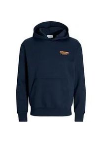 Jack & Jones Kapuzensweatshirt JACK & JONES "JJOLIVE SWEAT HOOD" Gr. L, blau (navy blazer print:jack&jones) Herren Sweatshirts