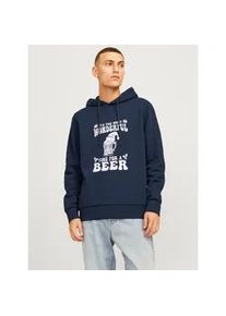 Jack & Jones Kapuzensweatshirt JACK & JONES "JJXMAS ONE COLOR FUNNY SWEAT HOOD" Gr. S, blau (sky captain) Herren Sweatshirts