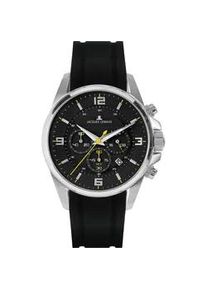 Chronograph Jacques Lemans "Liverpool, 1-2118A" Armbanduhren schwarz Herren Quarzuhr, Armbanduhr, Herrenuhr, bis 10 bar wasserd., Silikonarmband