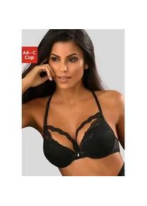 Push-up-BH Petite Fleur Gold Gr. 90, Cup A, schwarz Damen BHs Push-up-BH Spitzen-BH Spitzenwäsche Bügel-BH Schalen-BH mit herausnehmbaren Kissen, sexy Dessous, Reizwäsche