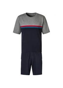 Shorty Le Jogger Gr. 56/58, bunt (grau-meliert-navy) Herren Homewear-Sets mit Colorblock