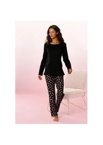 Pyjama Vivance DREAMS Gr. 52/54, schwarz (schwarz, pink) Damen Homewear-Sets mit Sternchen-Druck