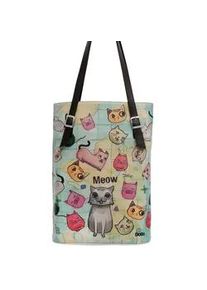 Umhängetasche DOGO "Damen Tall Bag Cats of the World Vegan Damen Handtaschen" Gr. B/H/T: 40cm x 34cm x 10cm OneSize, bunt (mehrfarbig) Damen Taschen Vegan