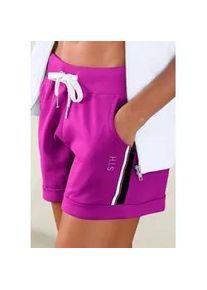 H.I.S. Strandshorts H.I.S Gr. 32/34, N-Gr, lila (beere) Damen Hosen Sweatshorts mit seitlichen Tapestreifen