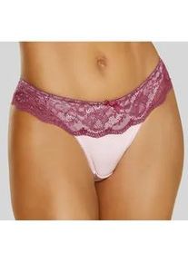 String Lascana Gr. 40/42, lila (lila-mauve) Damen Unterhosen mit breitem Bund aus blumiger Spitze, Dessous