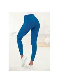 Leggings Lascana Gr. 48/50, N-Gr, blau (royalblau) Damen Hosen mit breitem Bündchen