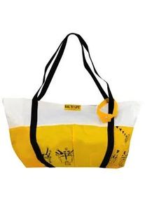 Shopper BAG TO LIFE "Airlie" Gr. B/H/T: 68,5cm x 32,5cm x 14cm, gelb (gelb-weiß) Damen Taschen Shopper Strandtasche aus recycelter Rettungsweste