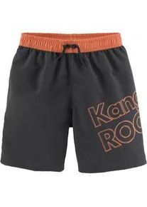 Badeshorts Kangaroos "Adams Kids" Gr. 158/164, N-Gr, orange (schwarz-orange) Kinder Badehosen im Colorblocking-Design