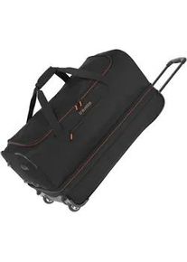 Reisetasche Travelite "BASICS, 70 cm" Gr. B/H/T: 70cm x 46cm x 37cm, schwarz (schwarz-blau) Taschen Duffle Bag Sporttasche mit Trolleyfunktion und Volumenerweiterung