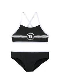 Bustier-Bikini Kangaroos "Sporty" Gr. 158/164, N-Gr, schwarz Kinder Bikini-Sets mit sportlichem Frontdruck