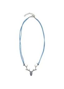 Allgäu Rebell Collier ALLGÄU REBELL "Rosi" Gr. one size, Metall, blau Damen Halsketten zweireihiges Satinband