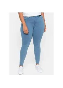 Stretch-Jeans sheego "Große Größen" Gr. 2, Normalgrößen, blau (blau denim) Damen Jeans »Die Skinny«, wächst bis zu 3 Gr. mit