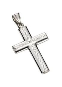 Ketten-Anhänger Vivance "925 Silber rhodiniert Kreuz" Schmuckanhänger Gr. ONE-SIZE, Silber 925 (Sterlingsilber), 1,4 g, weiß (weiß, weiß) Damen