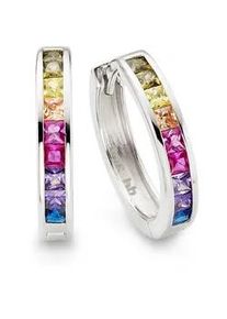 Paar Creolen Bruno Banani "Schmuck Geschenk Silber 925 Ohrschmuck Ohrringe Regenbogen" Gr. Silber 925 (Sterlingsilber), bunt (silberfarben-blau-lila-pink-orange-gelb-grün + blau-lila-pink-orange-gelb-grün) Damen mit Zirkonia (synth.)