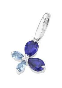 Charm-Einhänger Giorgio Martello MILANO "Schmetterling Zirkonia, Silber 925" Charms blau Damen