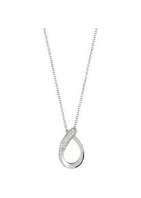 Kette mit Anhänger UNIKE JEWELLERY "CLASSY OVAL, UK.CL.1204.0081" Halsketten Gr. Silber 925 (Sterlingsilber), L: 47cm, silberfarben (silberfarben, kristallweiß) Damen mit Zirkonia (synth.)