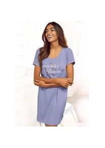 Sleepshirt Vivance DREAMS Gr. 40/42, N-Gr, lila (lavendel) Damen Kleider mit Statement Druck