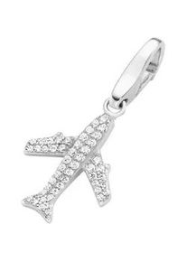 Charm-Einhänger Giorgio Martello MILANO "Flugzeug mit Zirkonia, Silber 925" Charms weiß Damen