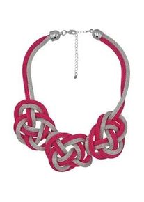 Collierkettchen Steuer "Metall Collier silber/pink aus Meshkette" Halsketten Gr. 56,5, Metall, L: 56,5cm B: 6.0mm, bunt (mehrfarbig) Damen Collier Halsschmuck